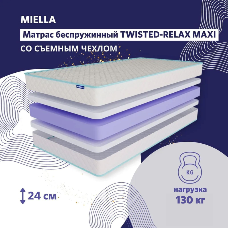 Матрас 80х195 MIELLA Twisted-Relax Maxi анатомический, со съемным чехлом