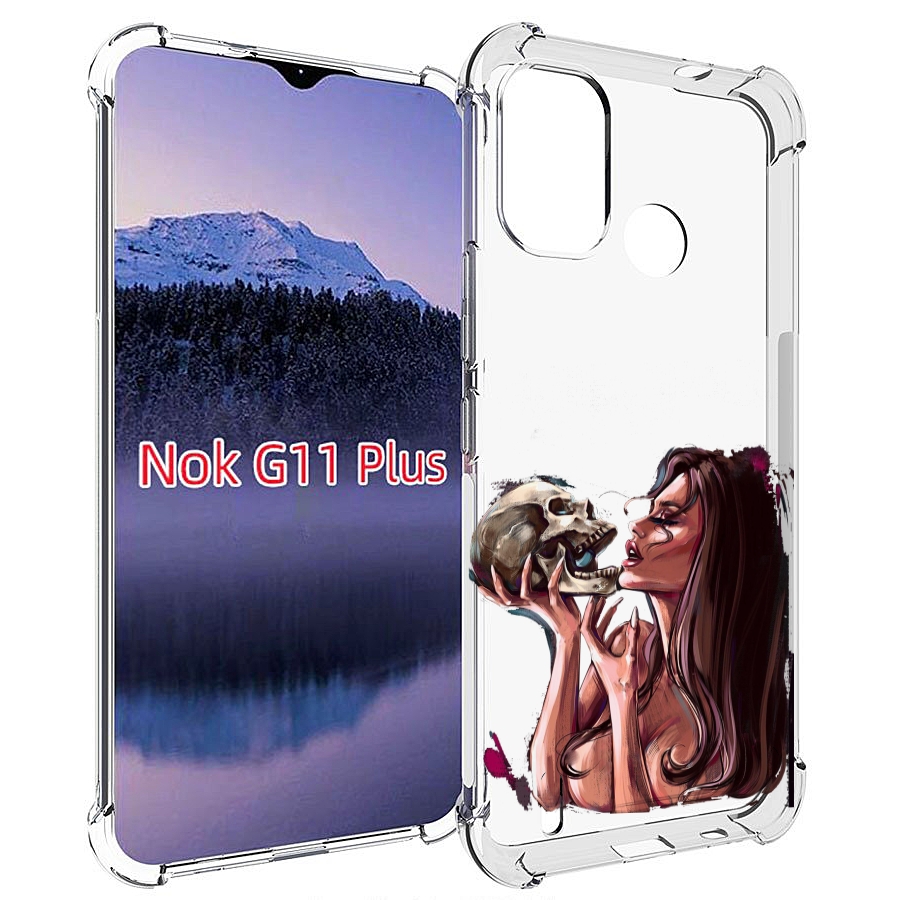 

Чехол MyPads девушка-модель-с-черепом для Nokia G11 Plus, Прозрачный, Tocco