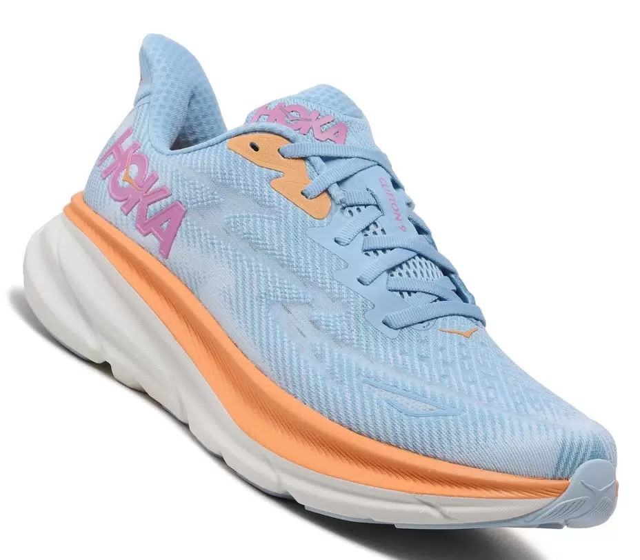 

Кроссовки женские Hoka Clifton 9 голубые 7.5 US, Голубой, Clifton 9 WIDE
