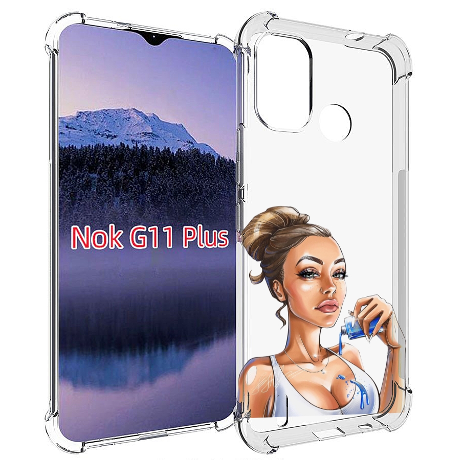 

Чехол MyPads девушка-пролила-краску женский для Nokia G11 Plus, Прозрачный, Tocco