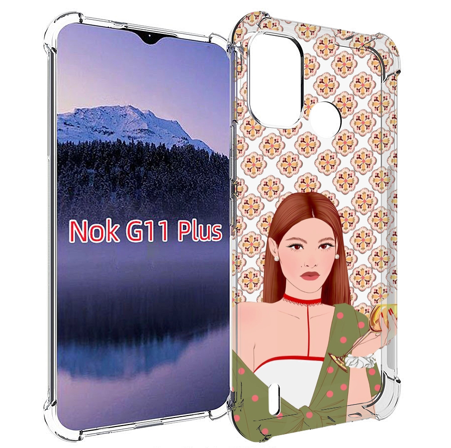

Чехол MyPads девушка-с-вином-рисунок женский для Nokia G11 Plus, Прозрачный, Tocco