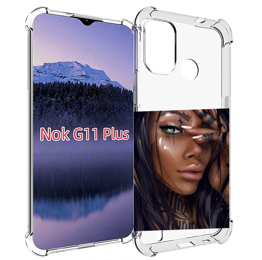 

Чехол MyPads девушка-с-зелеными-глазами-яркими для Nokia G11 Plus, Прозрачный, Tocco