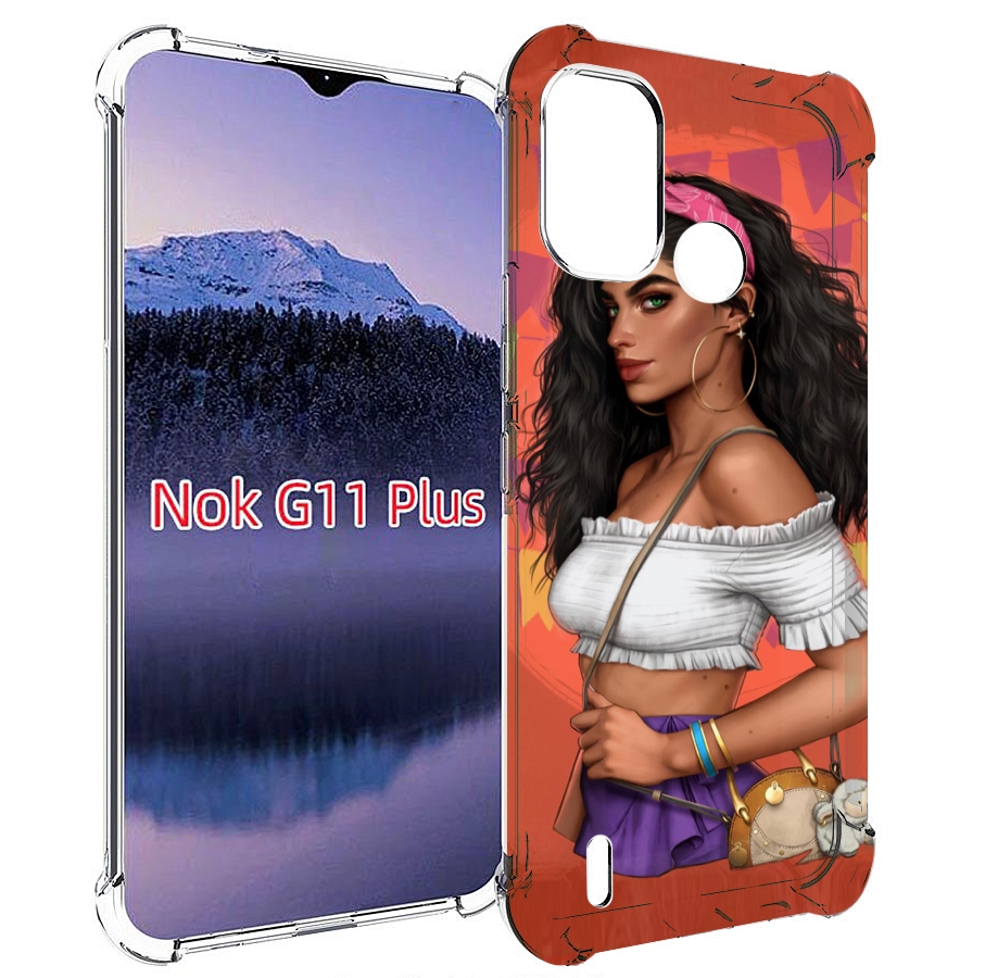 Чехол MyPads девушка-с-сумкой-мулатка женский для Nokia G11 Plus