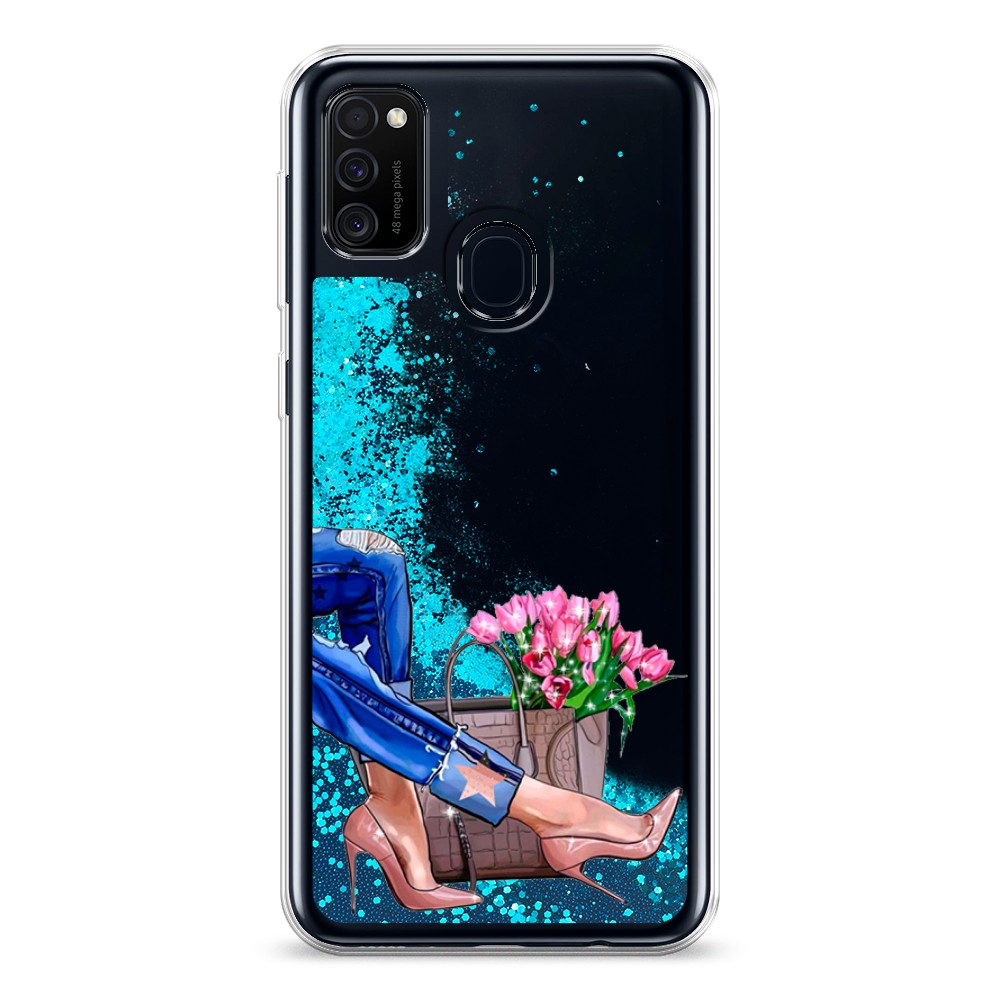 

Жидкий чехол с блестками "Каблучки" на Samsung Galaxy M21, 29793-1