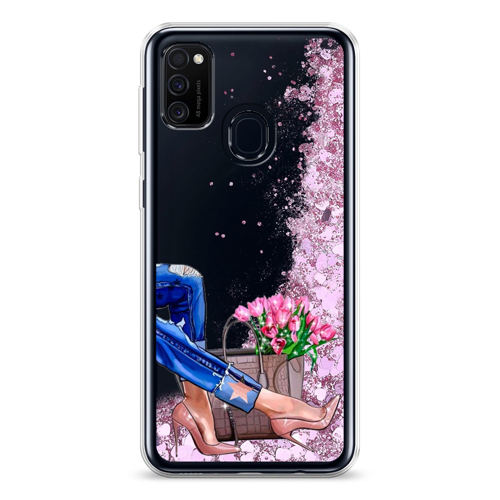 

Жидкий чехол с блестками "Каблучки" на Samsung Galaxy M21, 29794-1