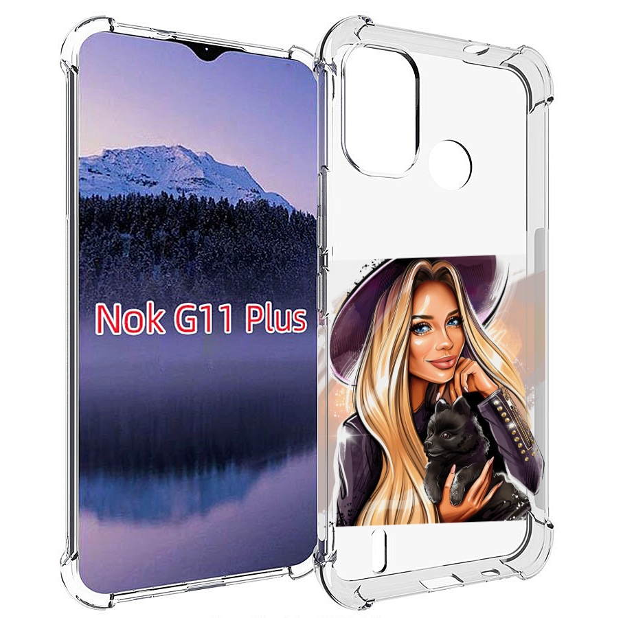 

Чехол MyPads девушка-с-черным-щенком женский для Nokia G11 Plus, Прозрачный, Tocco