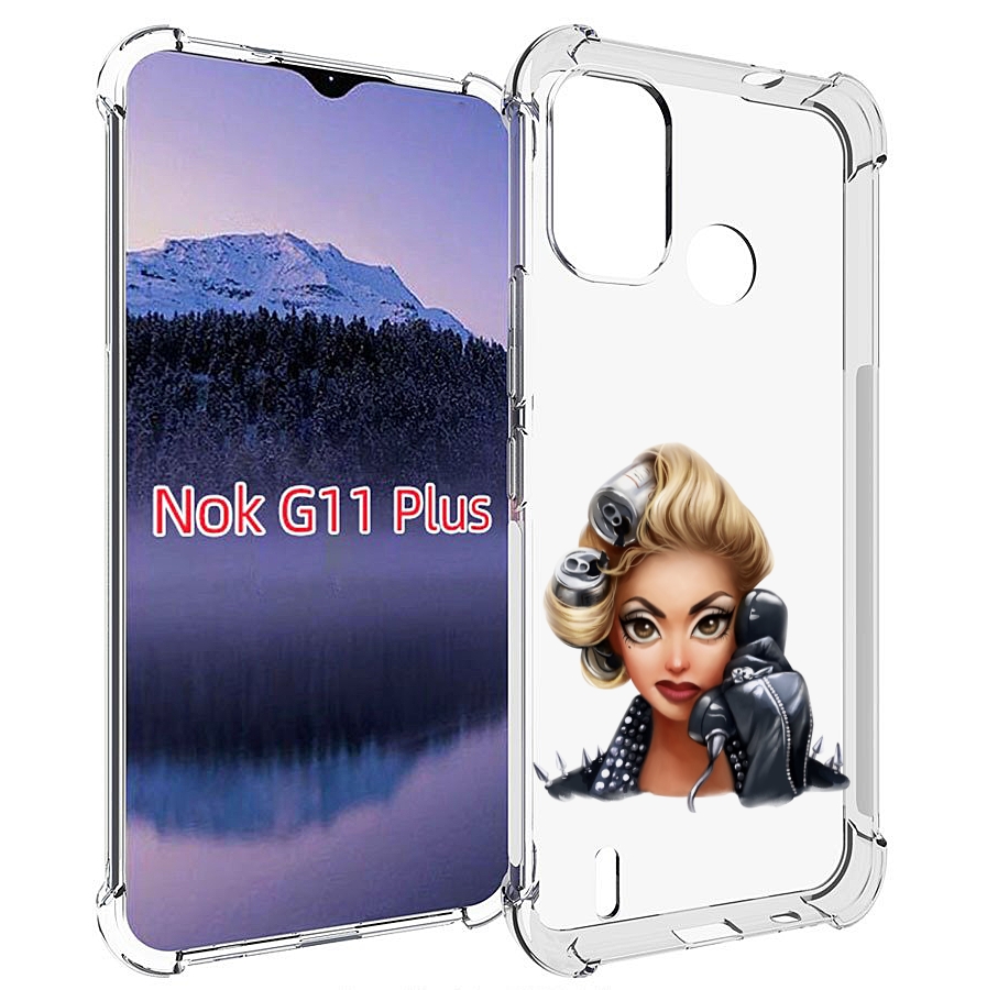 

Чехол MyPads девушка-смайлик-с-телефоном женский для Nokia G11 Plus, Прозрачный, Tocco