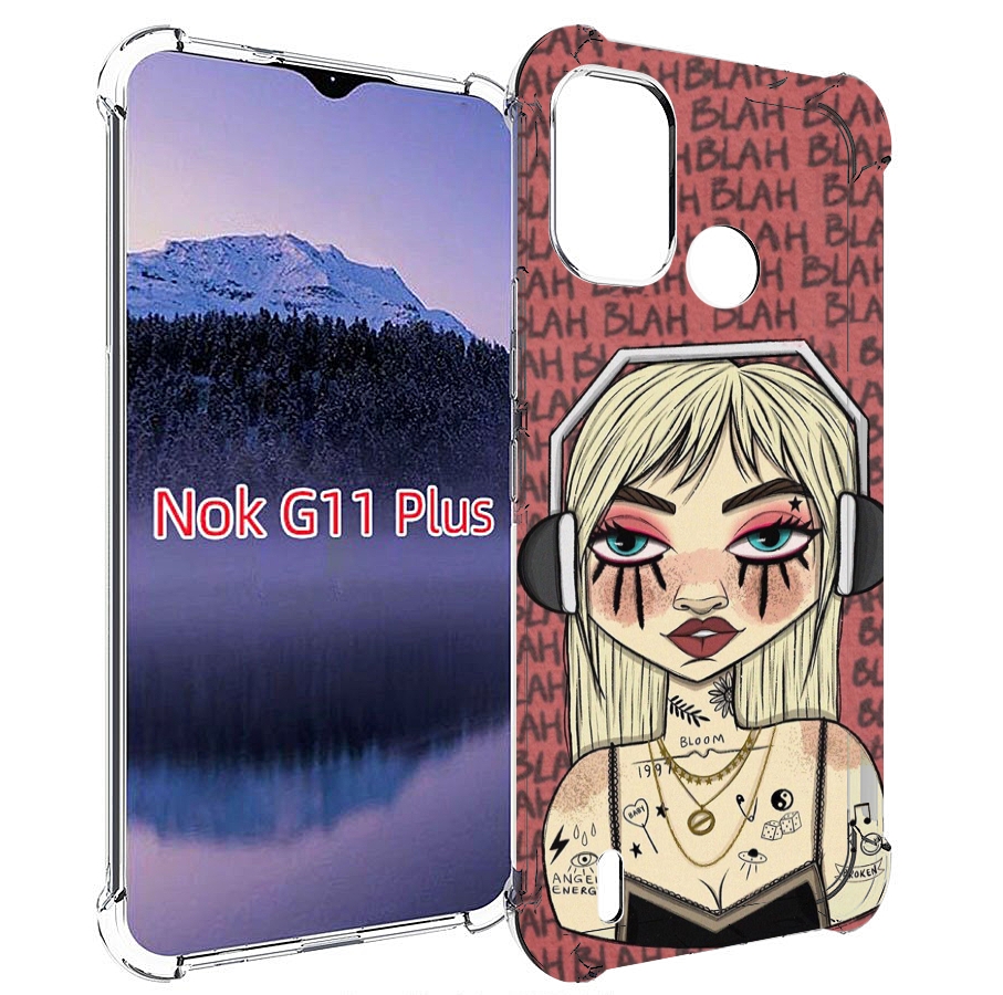

Чехол MyPads дерзкая-девушка-в-наушниках женский для Nokia G11 Plus, Прозрачный, Tocco