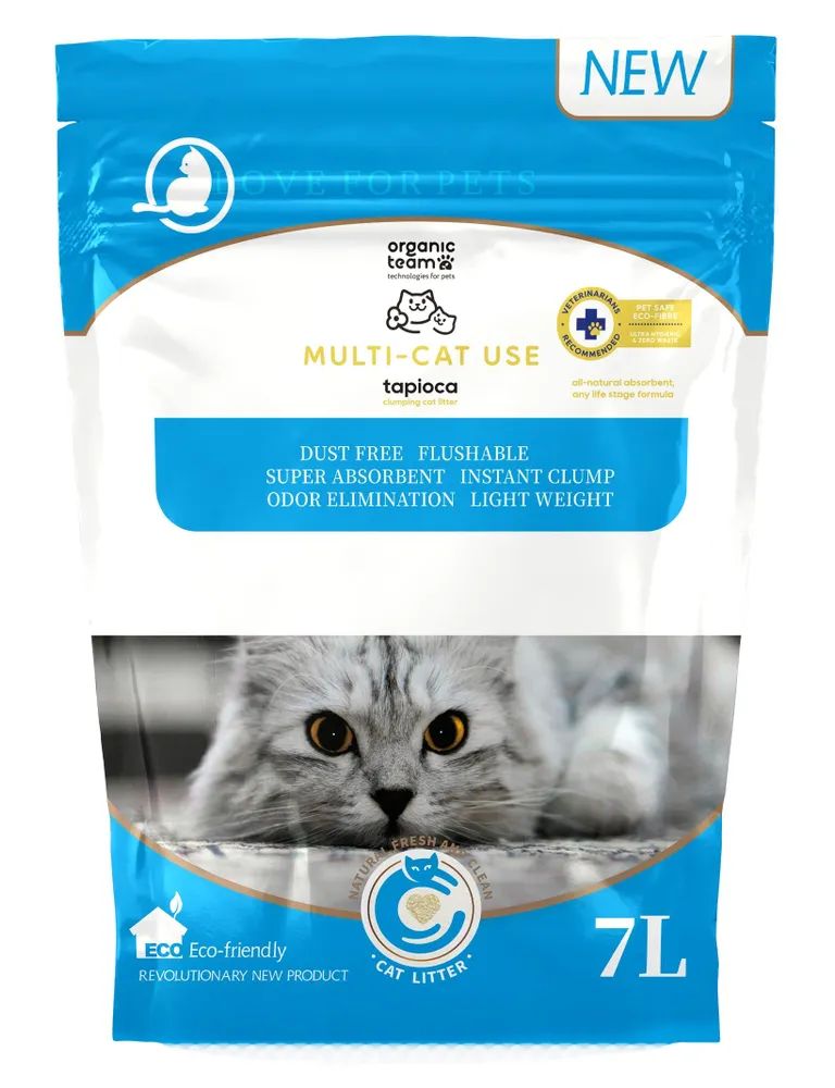 Наполнитель для кошачьего туалета Organic Team Multi-cat Formula, комкующийся, 7л
