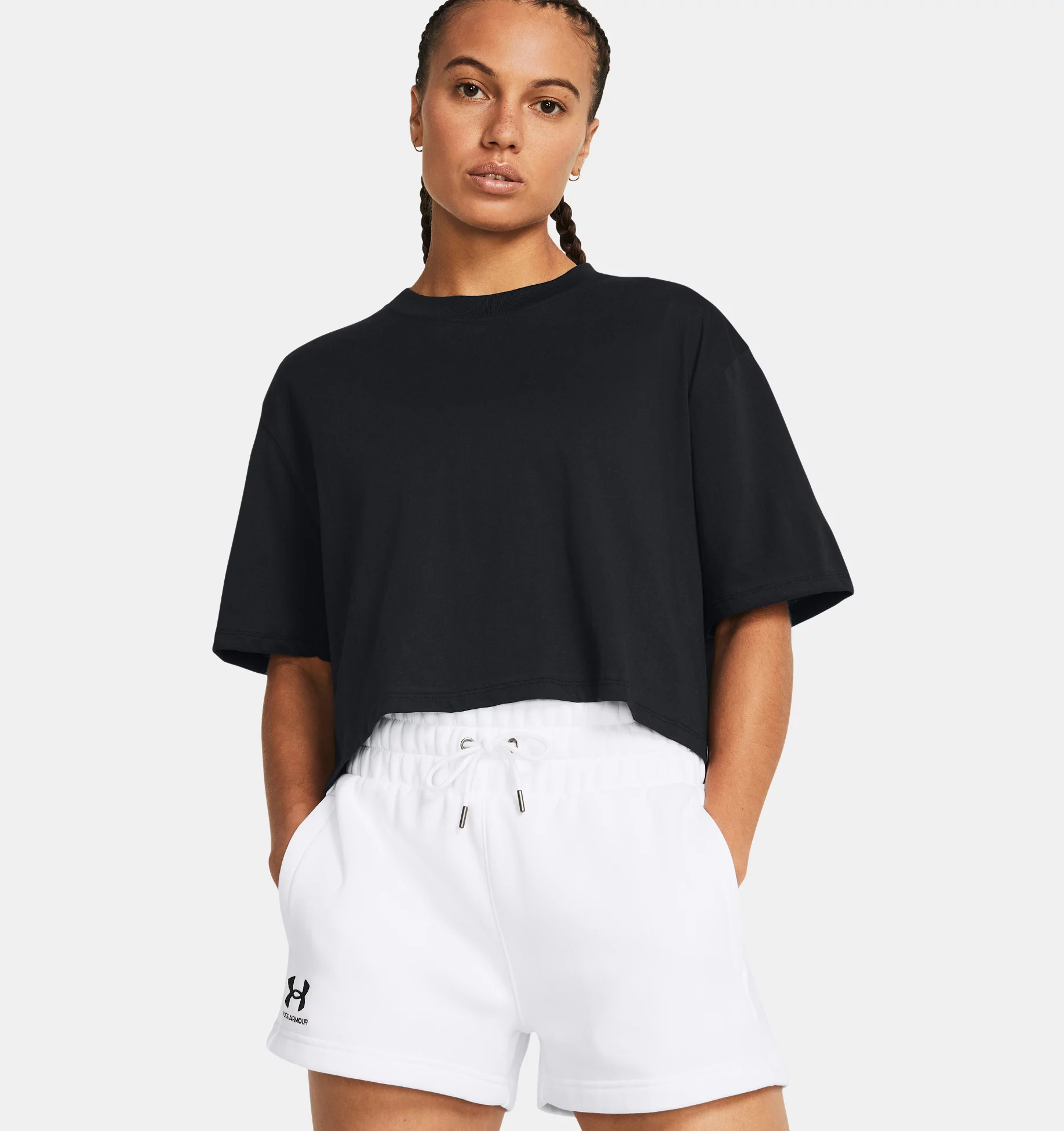 Футболка женская Under Armour Campus Boxy Crop SS 1383644 черная SM