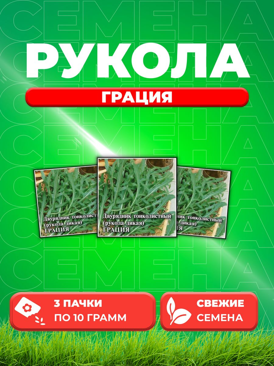 

Семена Двурядник тонколистный (Рукола дикая) Грация, 10г (3уп)