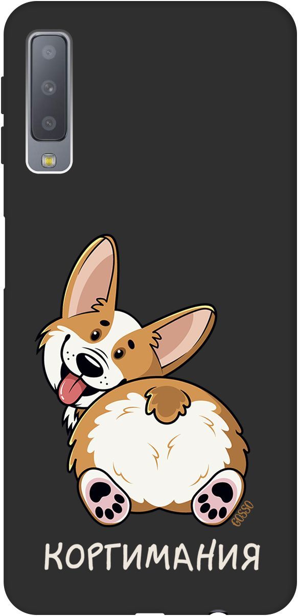 

Матовый чехол на Samsung Galaxy A7 (2018) с принтом "CorgiMania" черный, 2526