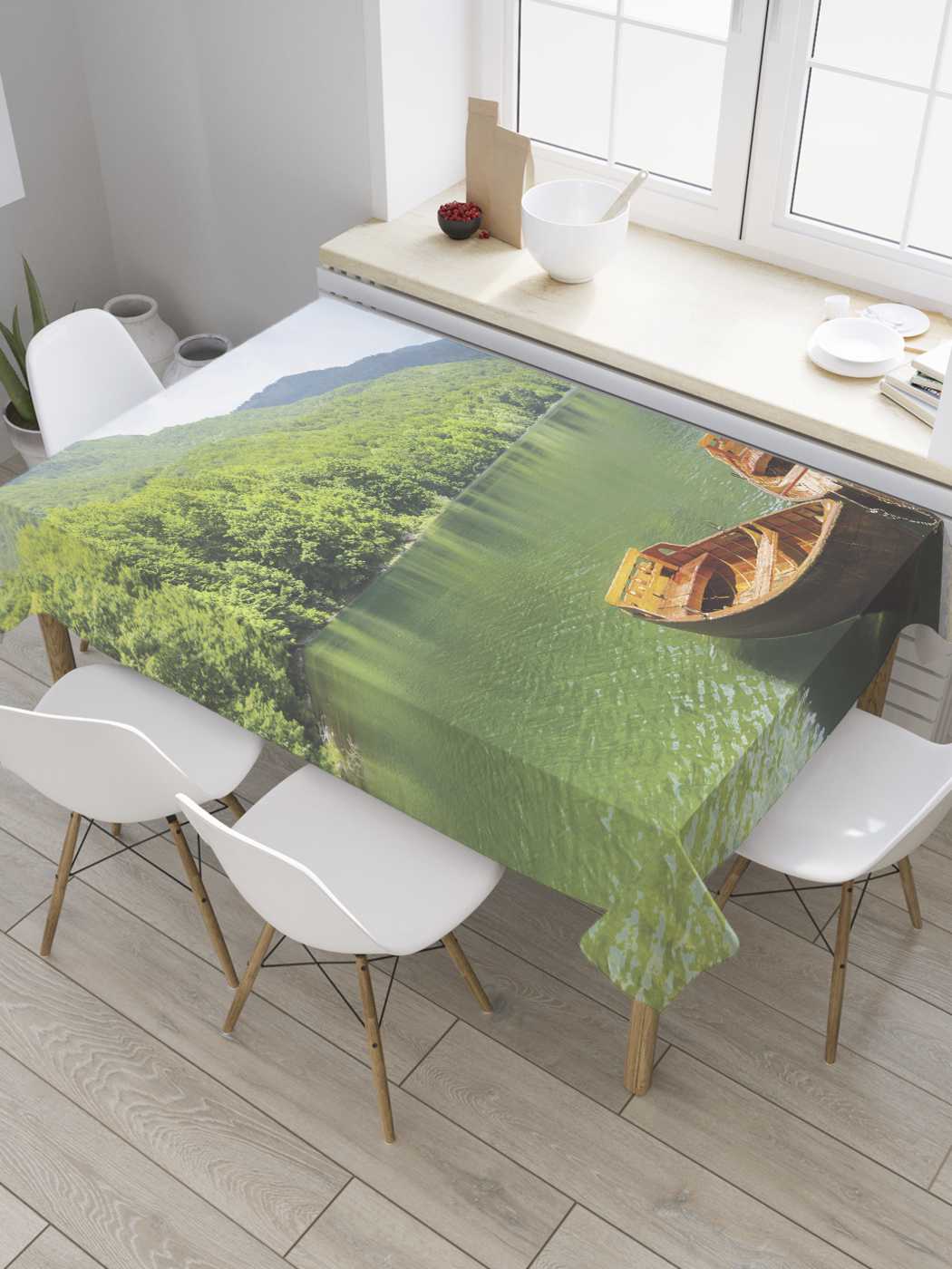 

Скатерть прямоугольная JoyArty "Деревянный причал на озере" из сатена, 180x145 см, Деревянный причал на озере