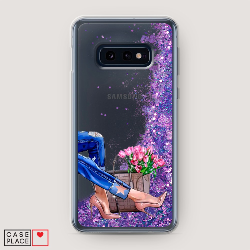 

Жидкий чехол с блестками "Каблучки" на Samsung Galaxy S10E