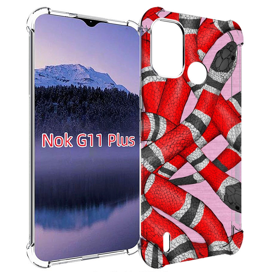 

Чехол MyPads змея-красно-черно-белый для Nokia G11 Plus, Прозрачный, Tocco