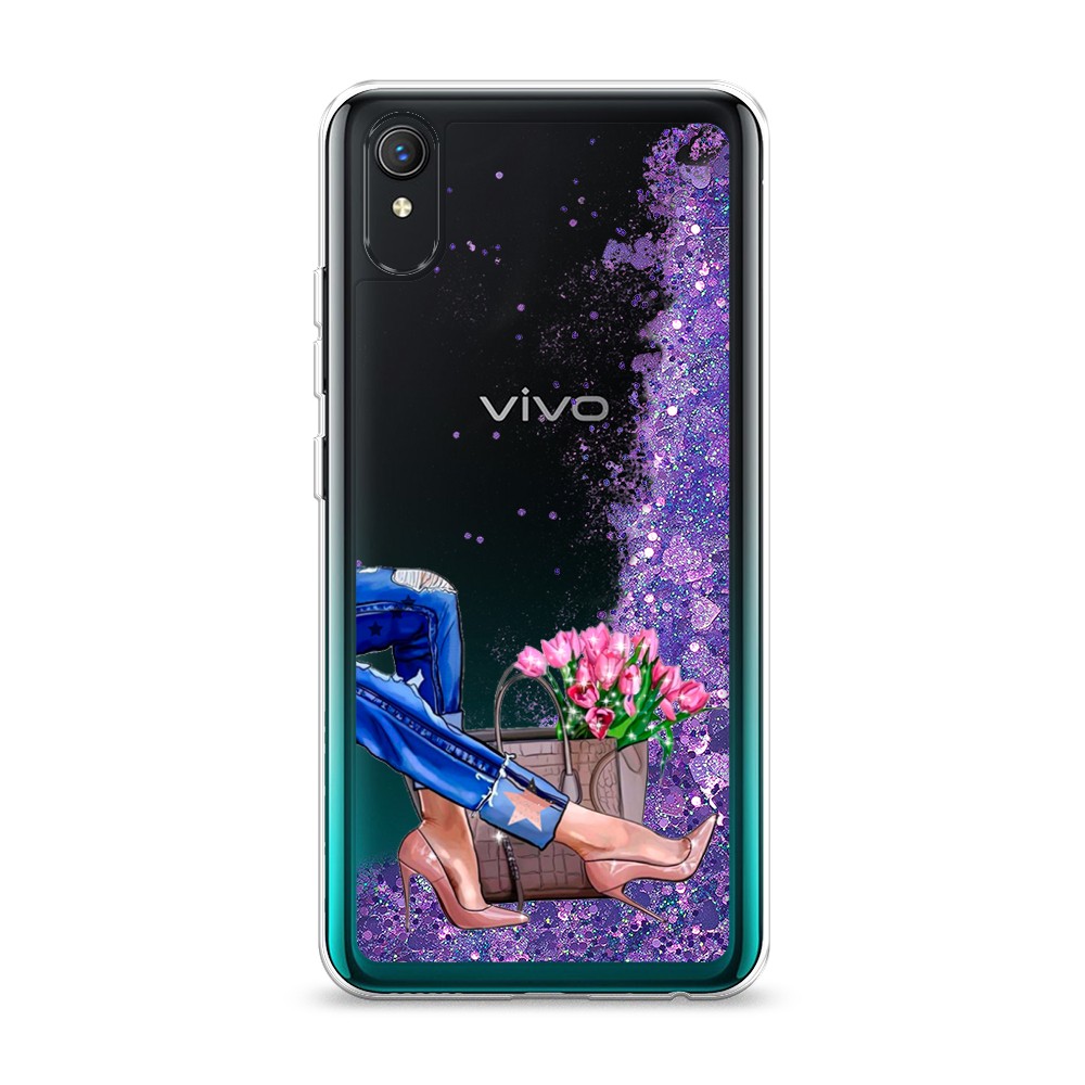 

Жидкий чехол с блестками "Каблучки" на Vivo Y1s, 263292-1