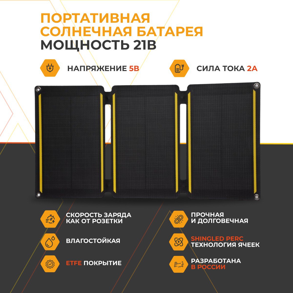 

Портативная солнечная панель Solar Travel 21 Вт от WATTICO, Черный, solar_travel_21