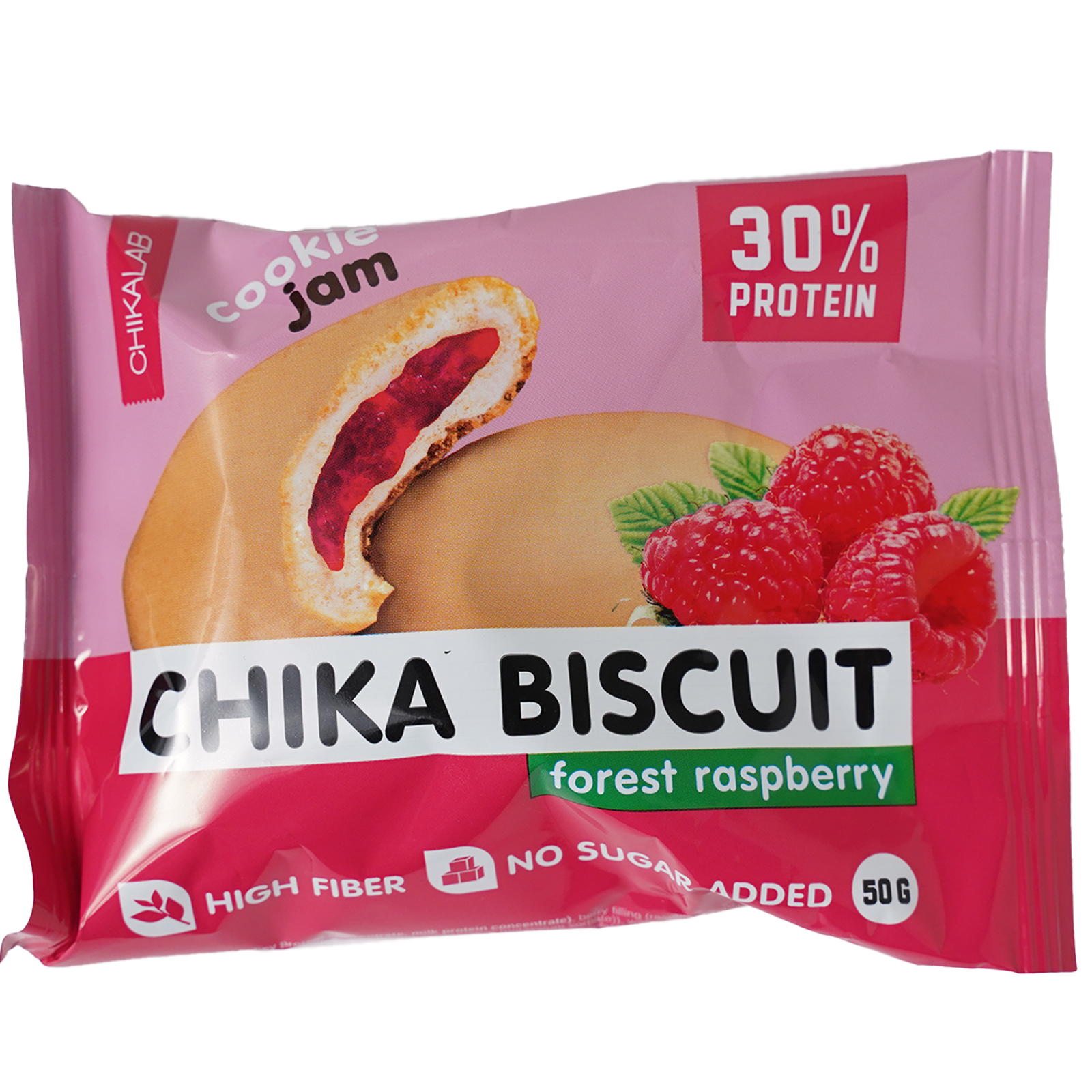 Протеиновое печенье Bombbar с начинкой CHIKALAB Chika Biscuit лесная малина 50 г