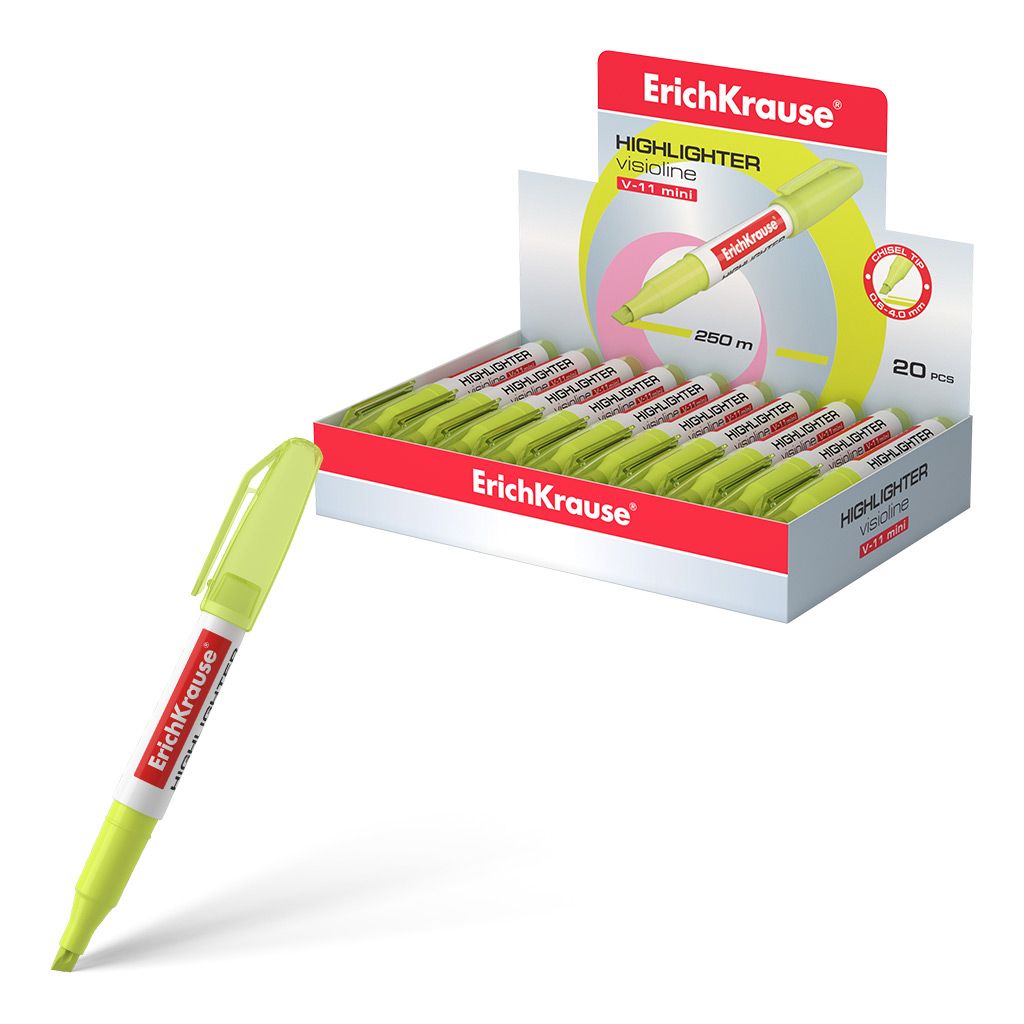 

Текстовыделитель для бумаги ErichKrause mini neon желтый 0,6 - 4 мм