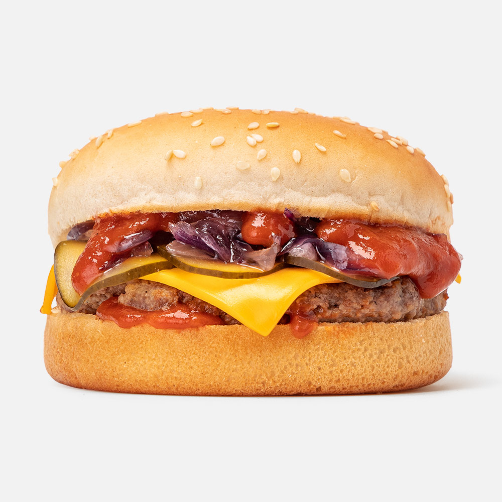 

Бургер Greenbox BBQ, с говяжьей котлетой и луковым конфитюром, 190 г