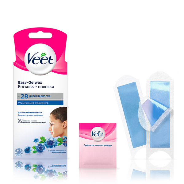 Восковые полоски Veet Easy Gel-Wax для чувствительной кожи 20 шт