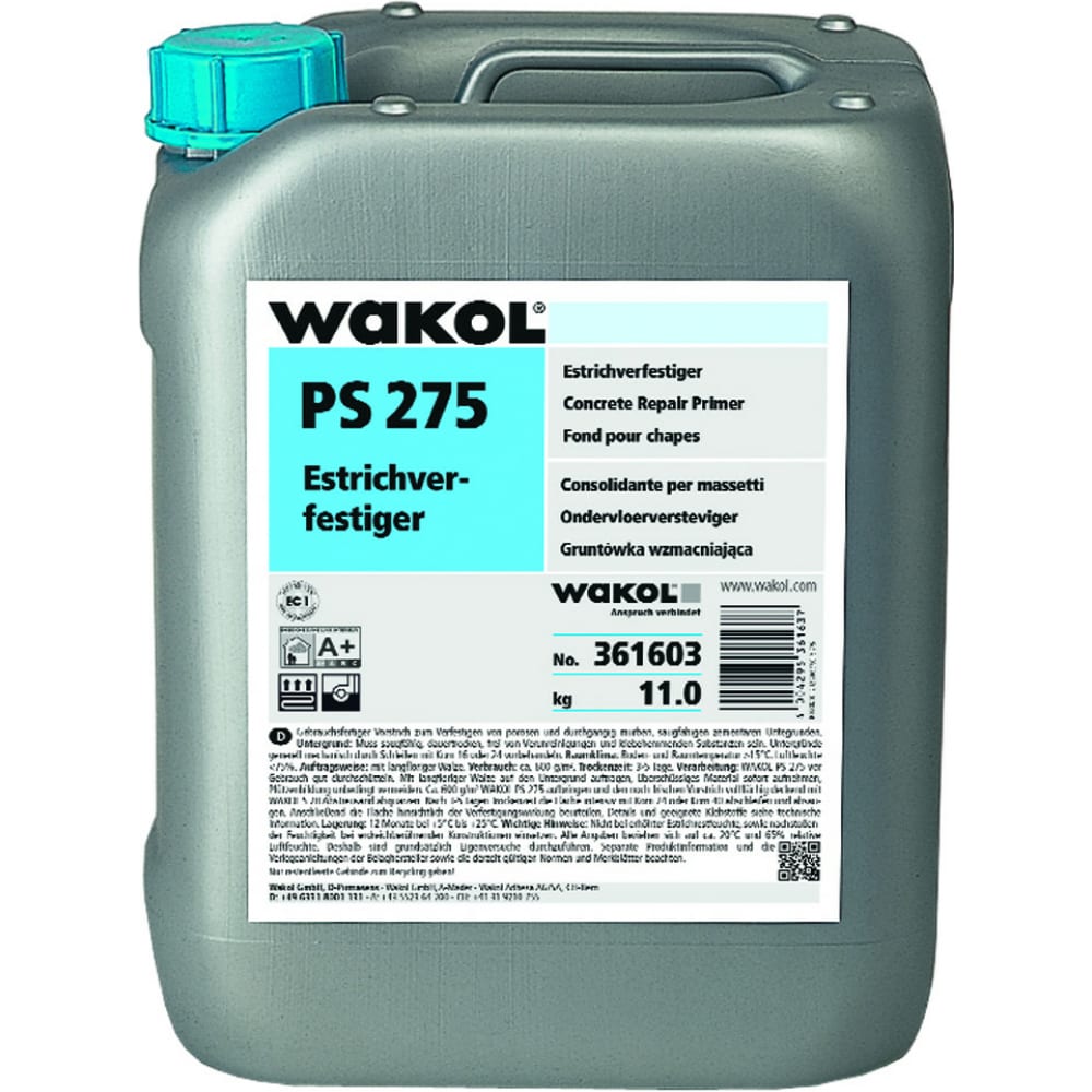 

Закрепитель рыхлых цементных стяжек WAKOL PS 275 11 кг 361603