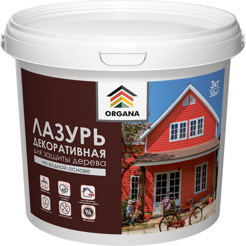 

Декоративная лазурь Organa Сoloured Varnish хвоя, 3 кг 106845