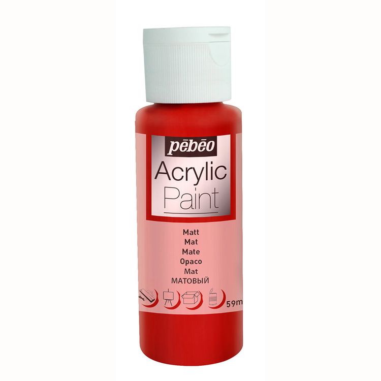 

Краска акриловая Pebeo Acrylic Paint матовая Вишня 59 мл, Красный