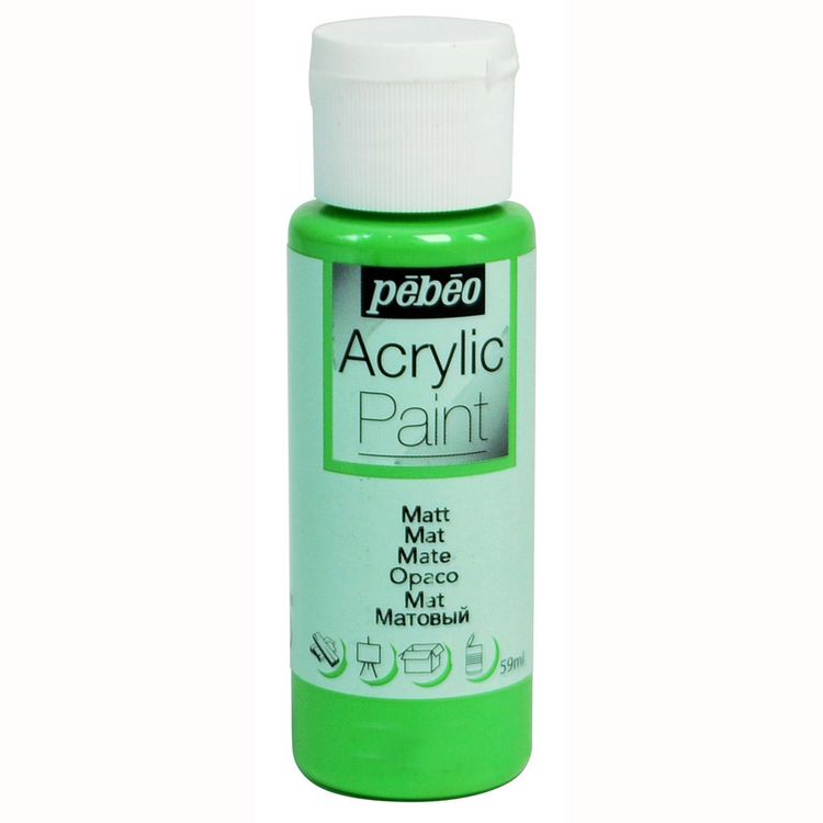 

Краска акриловая Pebeo Acrylic Paint матовая Зеленое яблоко 59 мл, Зеленый