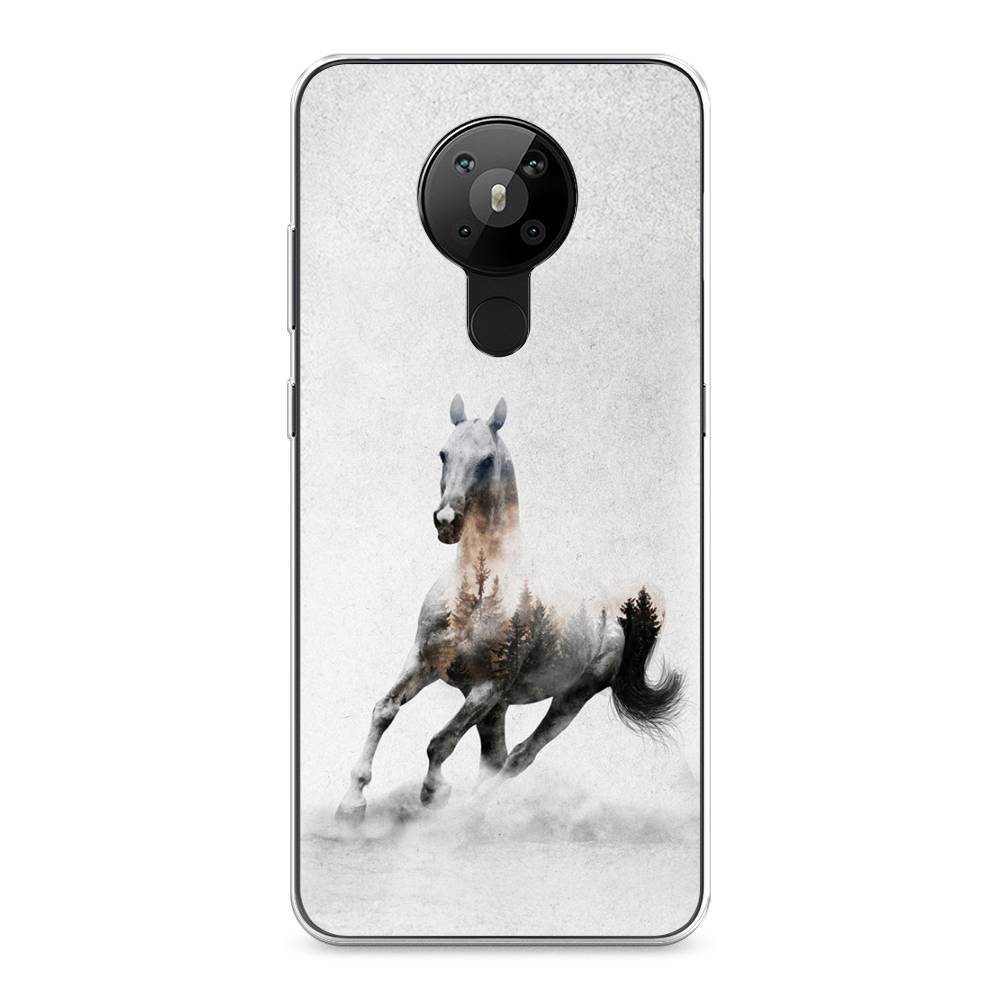 

Чехол Awog на Nokia 5.3 / Нокиа 5.3 "Лошадь лес", Серый;черный, 123450-2