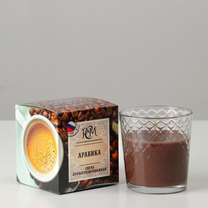 фото Свеча ароматическая в стакане "арабика", подарочная упаковка, 8х8,5 см, 30 ч русская свечная мануфактура