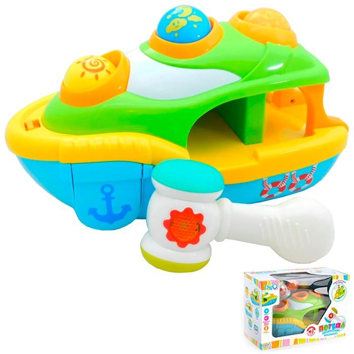 

Игрушка на батарейках 1515A-ZYA Потеша яхта с молоточком в коробке