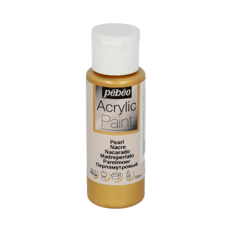 

Краска акриловая Pebeo Acrylic Paint перламутровая Под золото 59 мл, Золотистый
