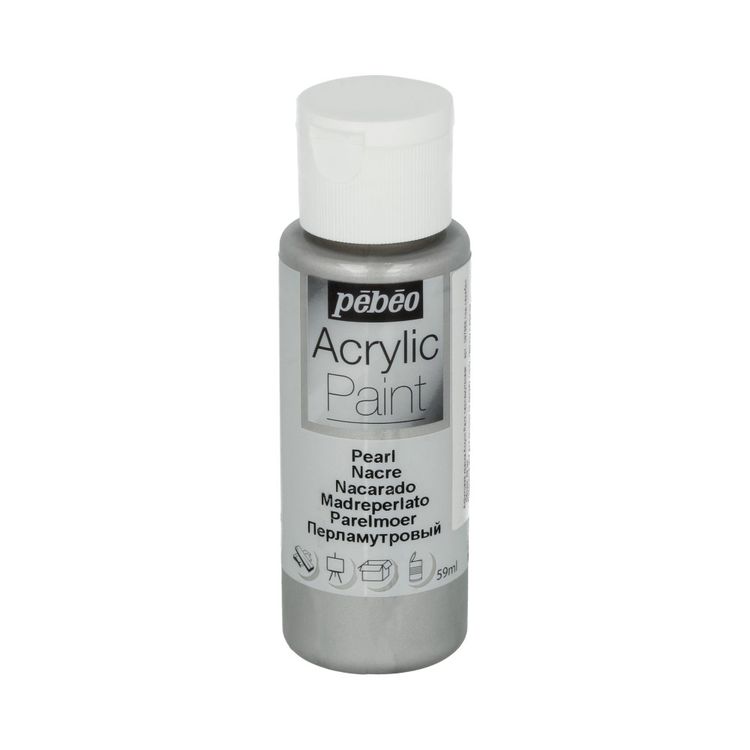 

Краска акриловая Pebeo Acrylic Paint перламутровая Под серебро 59 мл, Серебристый