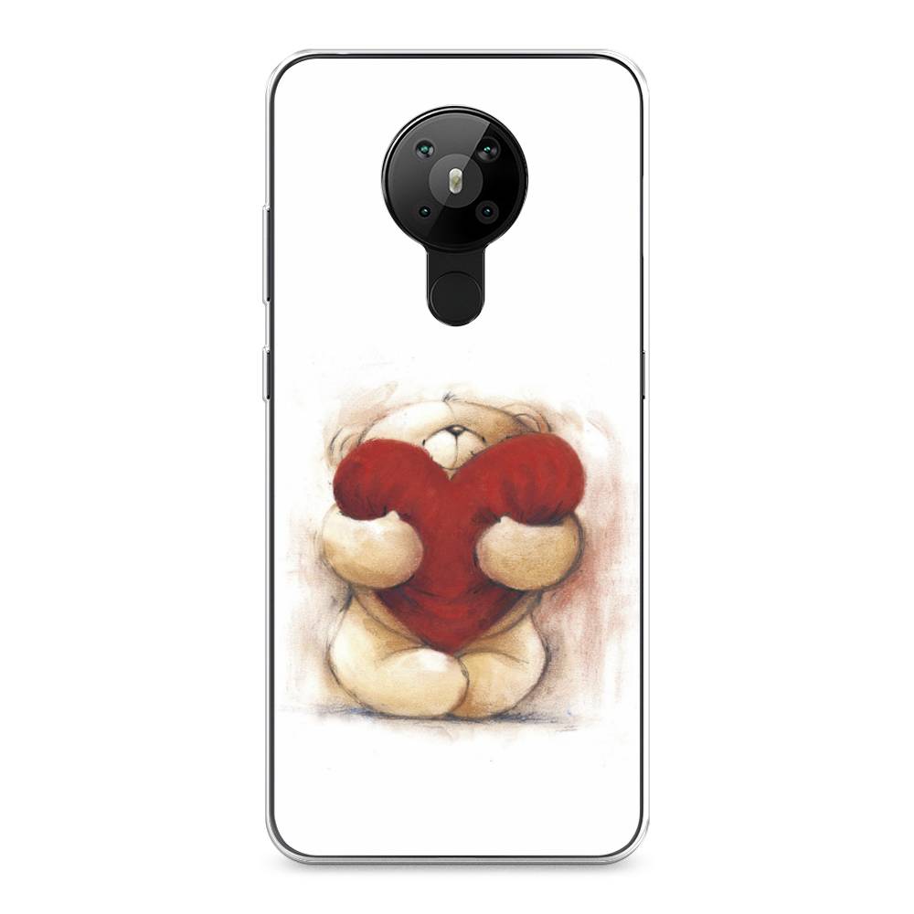 

Чехол Awog на Nokia 5.3 / Нокиа 5.3 "Мишка с сердцем 1", Белый;красный;бежевый, 123450-6