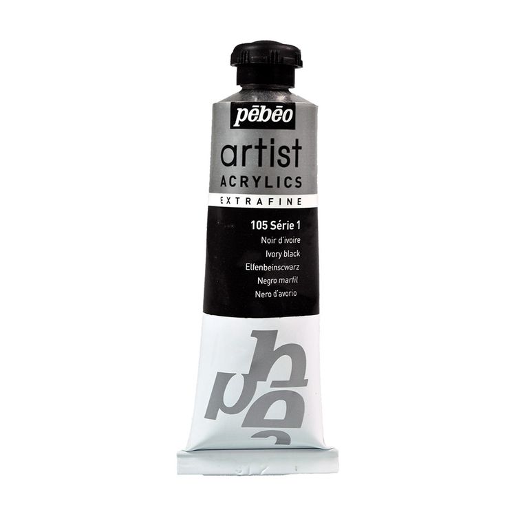 

Краска акриловая Pebeo Artist Acrylics extra fine №1 Черная слоновая кость 37 мл, Черный