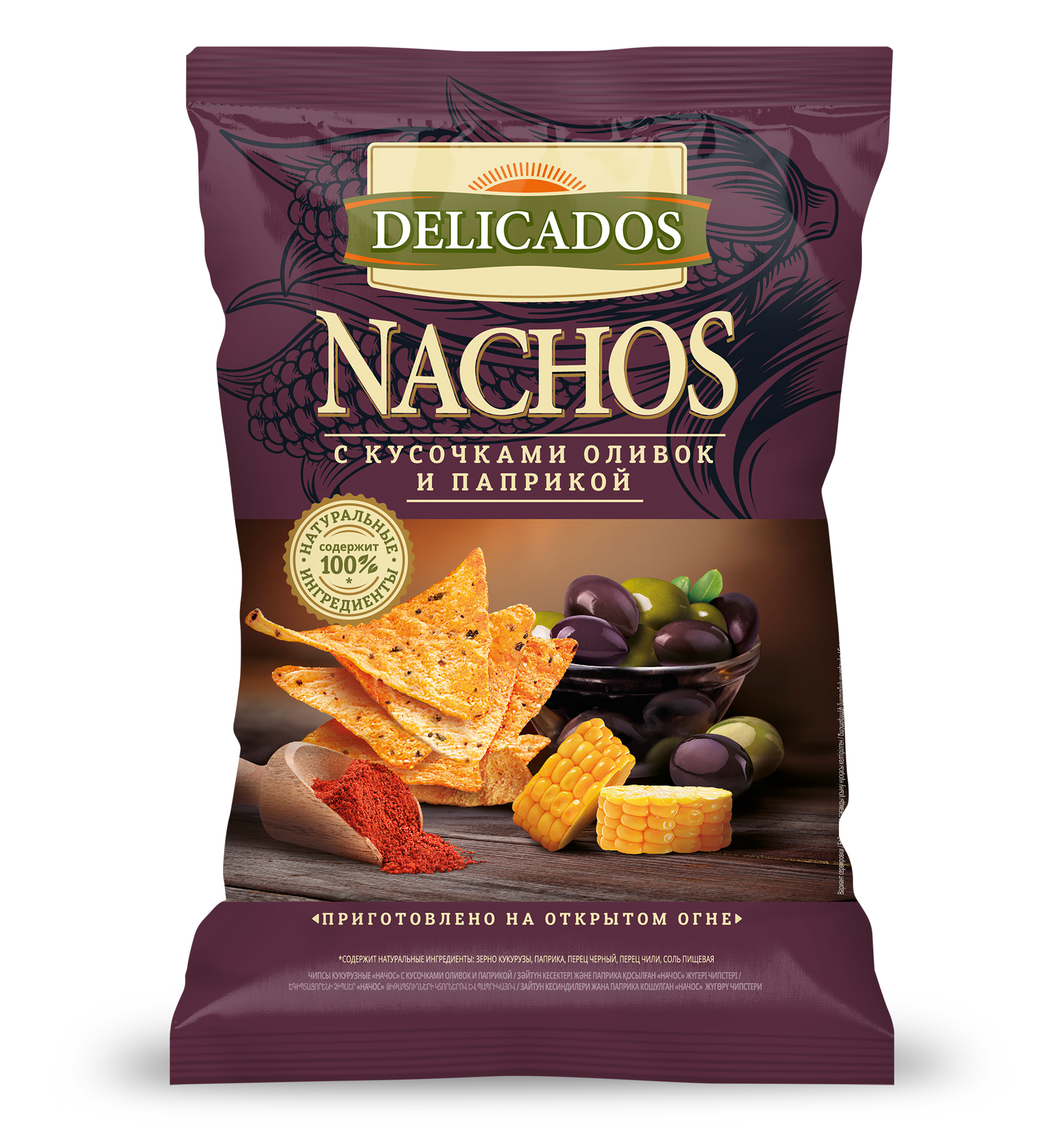 фото Чипсы кукурузные delicados nachos с оливками и паприкой 150 г