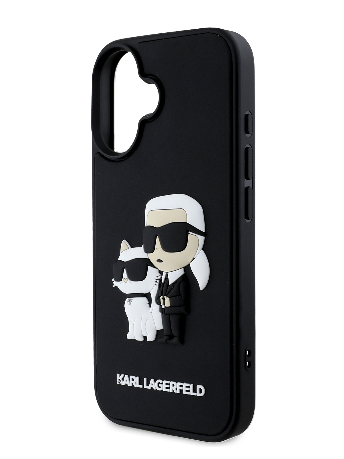 Чехол Karl Lagerfeld для iPhone 16 Plus с объемным принтом 3D Rubber черный 3590₽