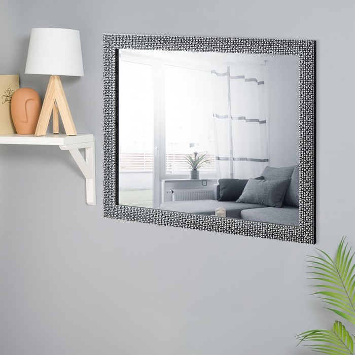 

Зеркало с подсветкой, в багете, темное серебро, настенное, 50х60 см, Серебристый