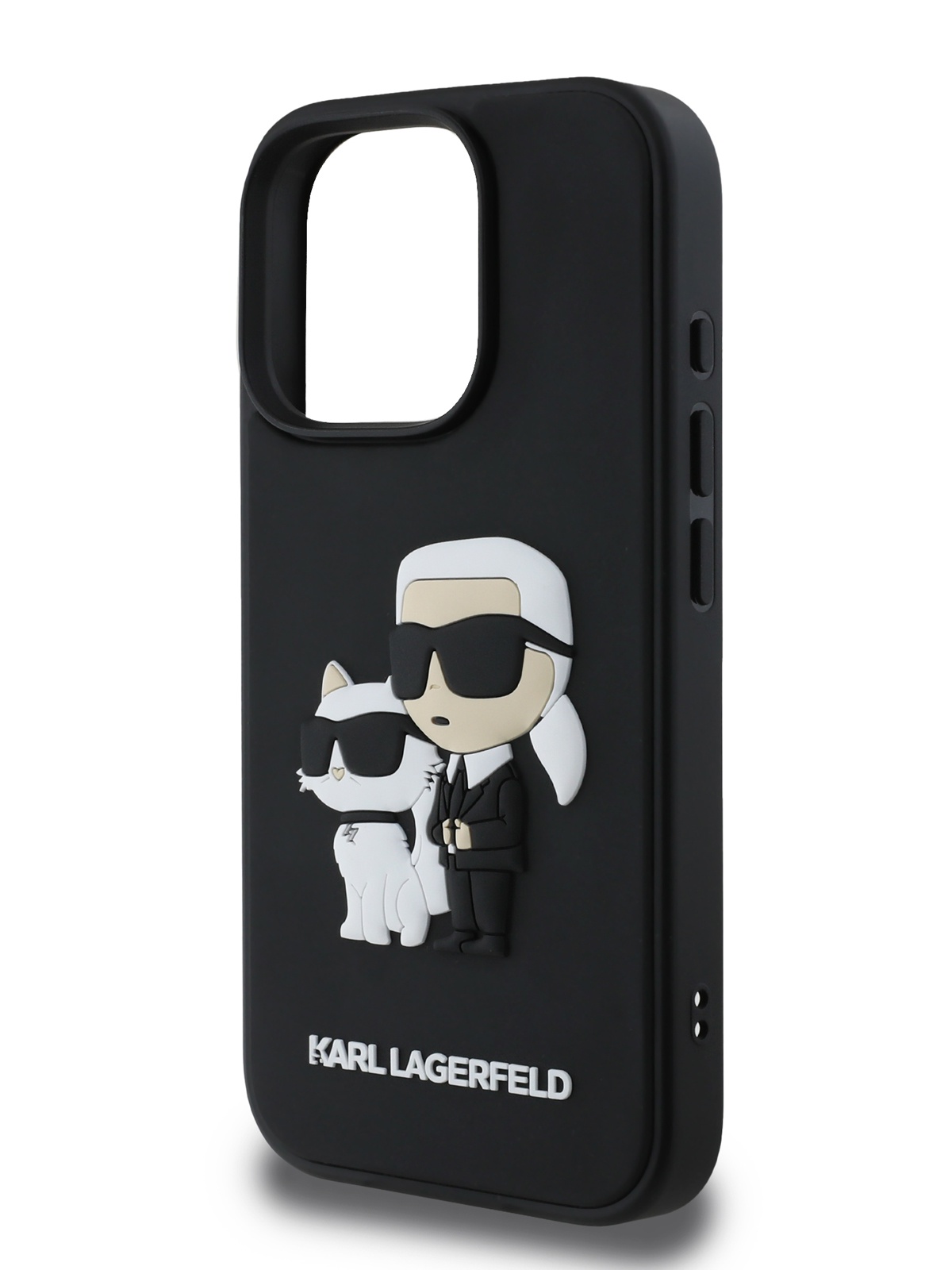 Чехол Karl Lagerfeld для iPhone 16 Pro 3D Rubber с объемным принтом черный 3590₽