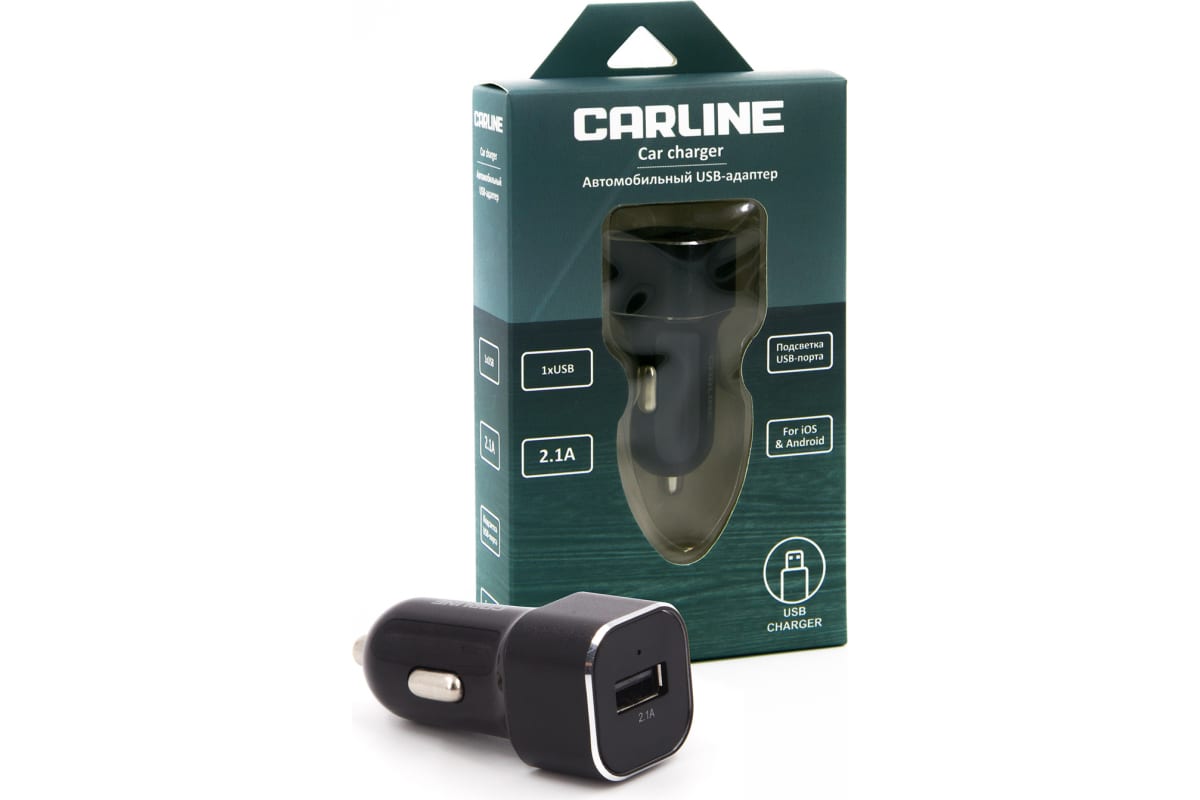 Автомобильное зарядное устройство CARLINE 12/24В USB 2.1А CH-1U21A Carline CH1U21А