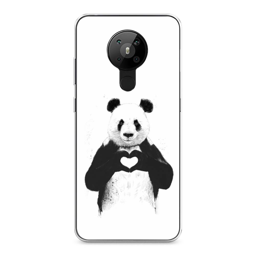 

Чехол Awog на Nokia 5.3 / Нокиа 5.3 "Панда love", Серебристый, 123450-10