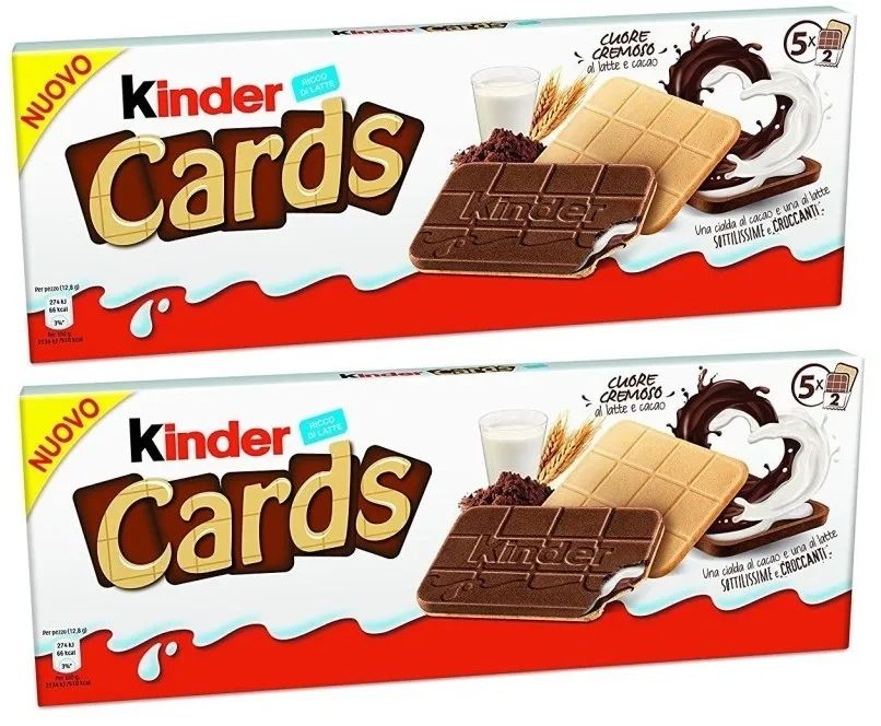 Шоколадно-молочное печенье Kinder Cards/Киндер кардс (Германия) 128г по 2шт.