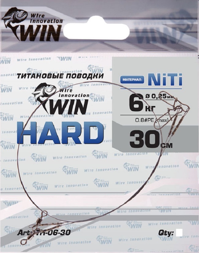 Поводок (уп.6 шт) титан WIN HARD 6 кг 30 см TH-06-30