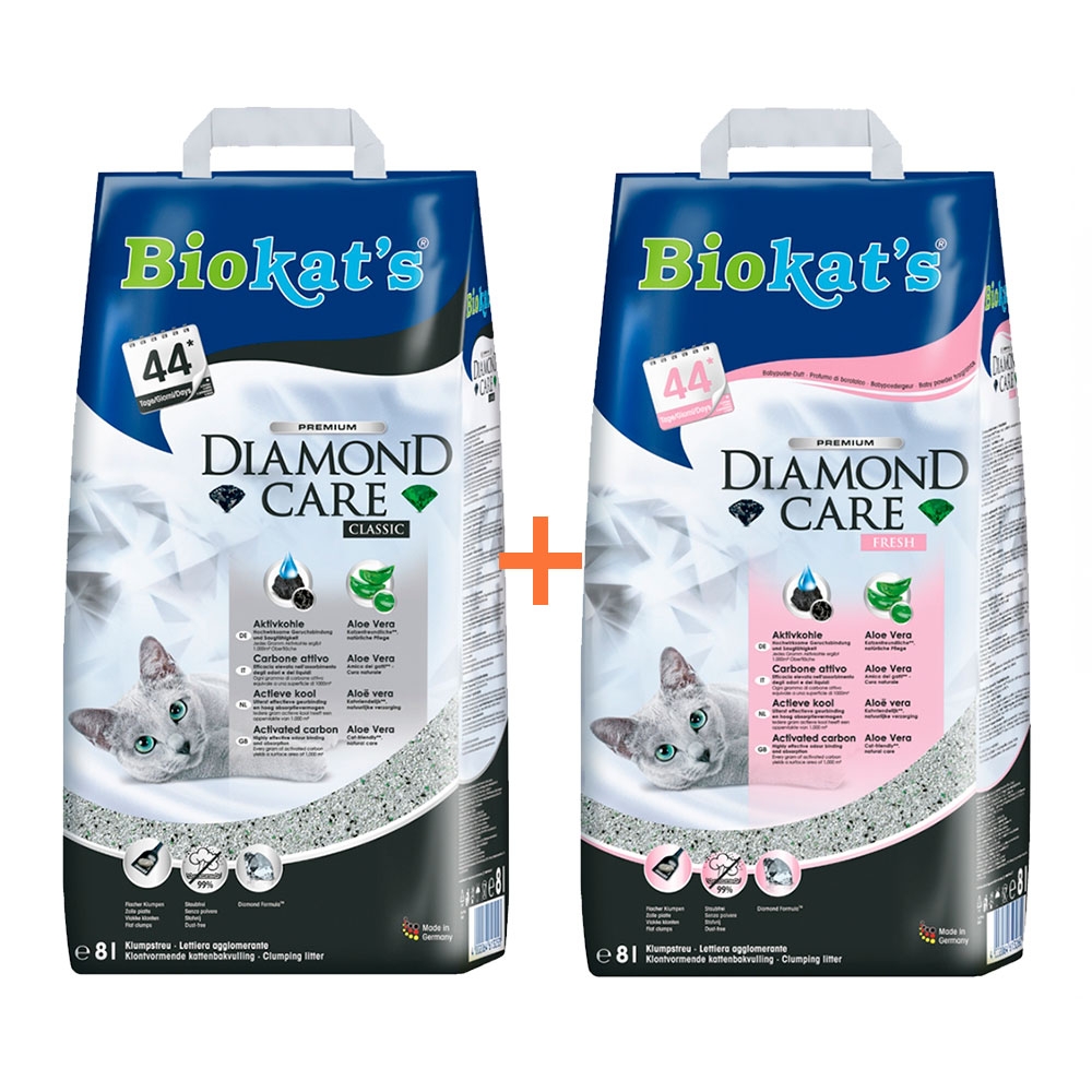 

Комплект комкующихся наполнителей с активированным углем BIOKAT'S Diamond Care CLASSIC