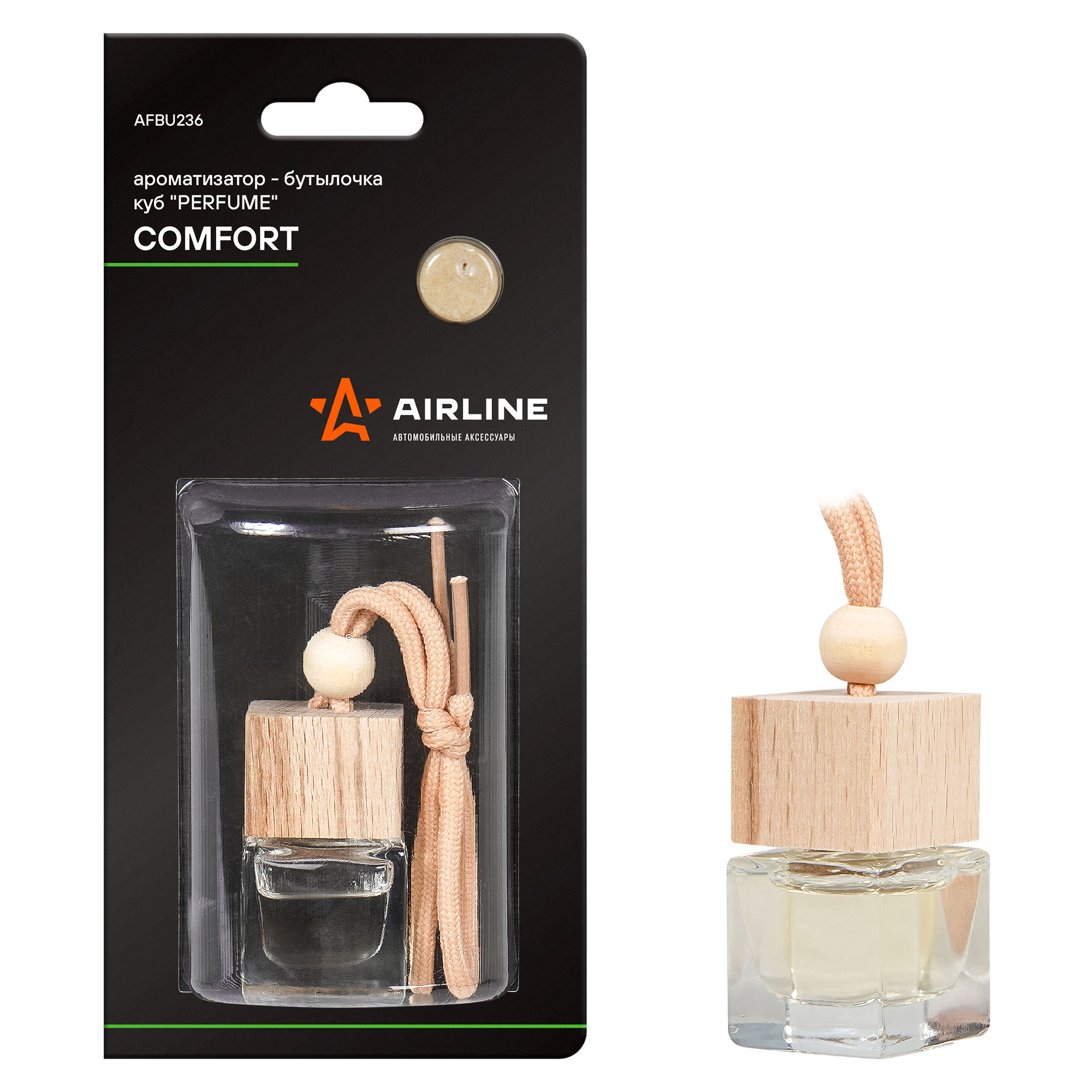 

Ароматизатор в машину Airline AFBU236 comfort, Бежевый;прозрачный, Ароматизатор-бутылочка куб Perfume COMFORT (AFBU236)