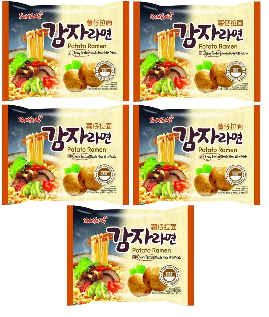 

Лапша быстрого приготовления Samyang Ramen Potato (Корея) 45г х 5 шт., Лапша быстрого приготовления