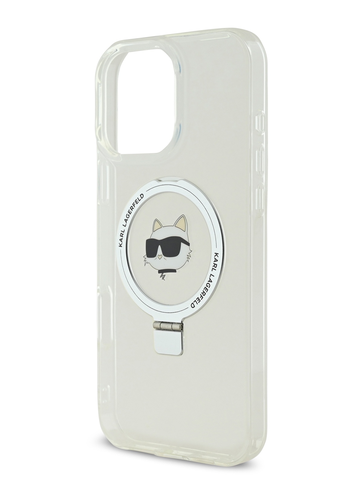 

Чехол Karl Lagerfeld на iPhone 16 Pro с MagSafe, с кольцом-подставкой, прозрачный
