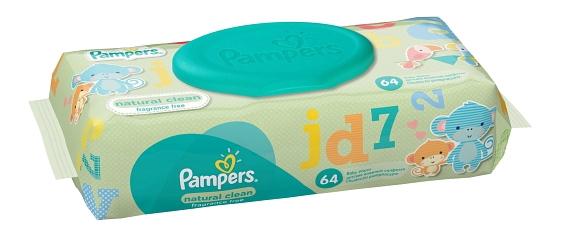 

Детские влажные салфетки Pampers natural clean, 64 шт., Natural Clean