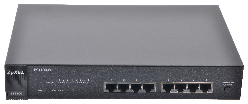 

Коммутатор ZyXEL ES1100-8P Black, ES1100-8P
